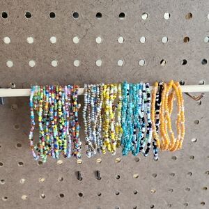 Seed Bead Stretch Bracelets - Multicolor & Turquoise Sets. Total Of 43.   1014